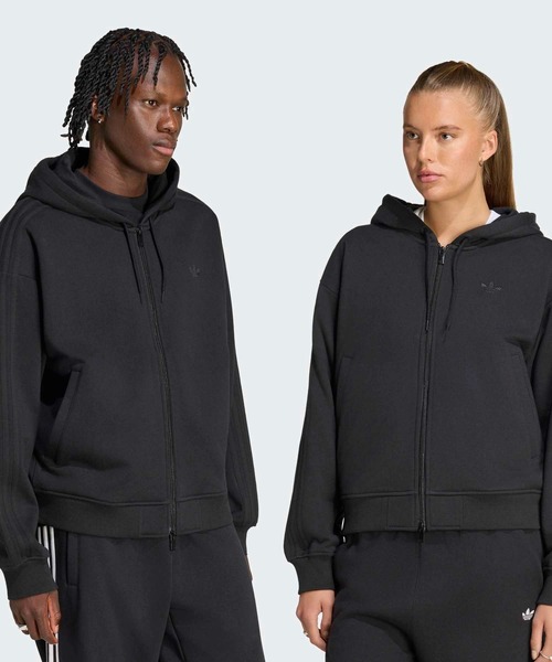 【サイズM】アディダスオリジナルス　パーカー　ブラック adidas（アディダス） パーカー オーバーサイズ ジップパーカー