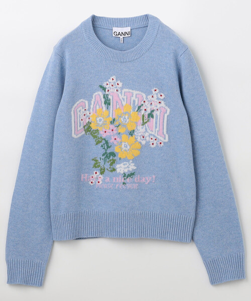 GANNI（ガニー） tシャツ Graphic Wool Sweater Flowers/グラフィック