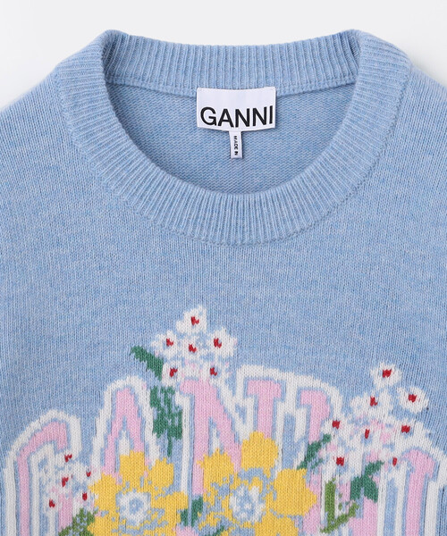GANNI（ガニー） tシャツ Graphic Wool Sweater Flowers/グラフィック