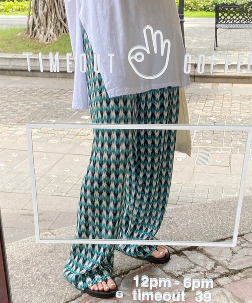 ワイドパンツ パンツ パターンプリーツパンツ レディース : ZOZOTOWN
