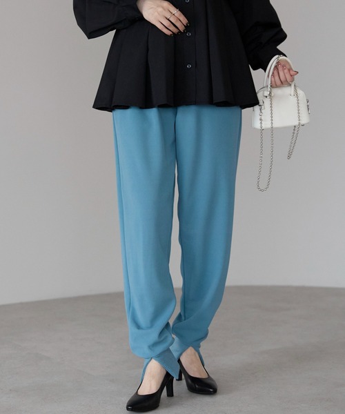 Fizz（フィズ） パンツ カットジョーゼット裾スリットジョガーパンツ