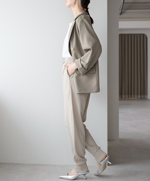 Fizz（フィズ） パンツ カットジョーゼット裾スリットジョガーパンツ