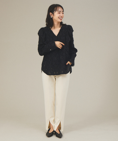 qualite（カリテ） スラックス パンツ ウォームツイルスリムスリット