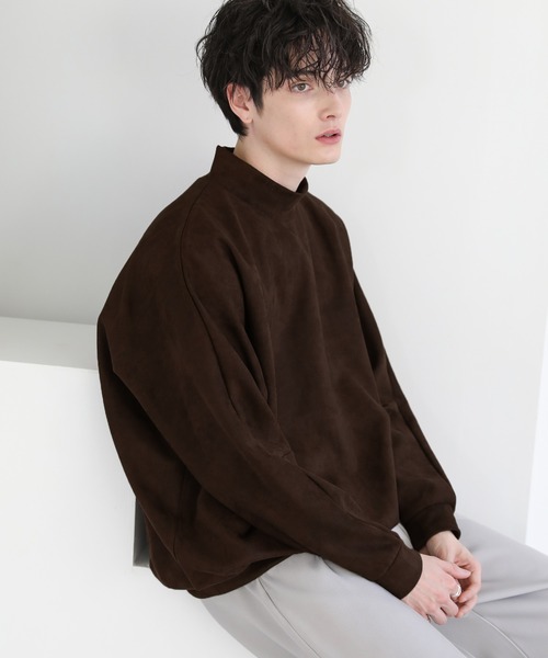 ドルマンロングスリーブプルオーバー　ブラウン SHIPS（シップス） tシャツ 「WEB限定」「手洗い可能」ランダムブルー