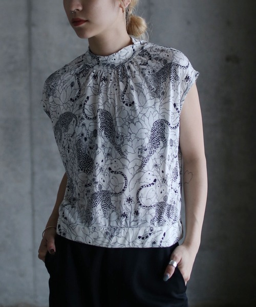 tシャツ LEOPARD PRINT FRENCH SLV TOP レディース