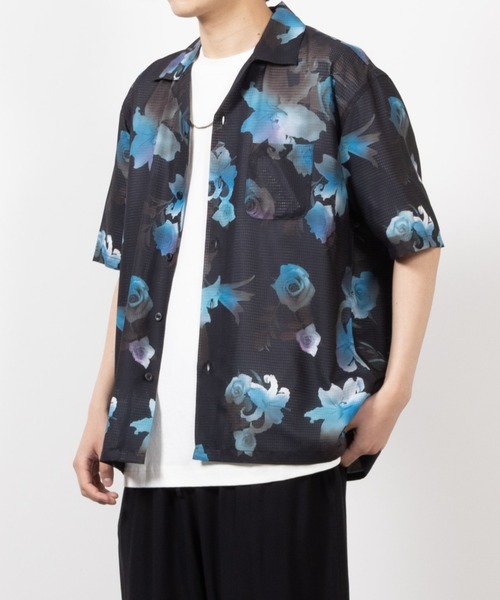 maisonspecial 黒の葉柄メッシュシャツ タグ付き maisonspecial 黒の