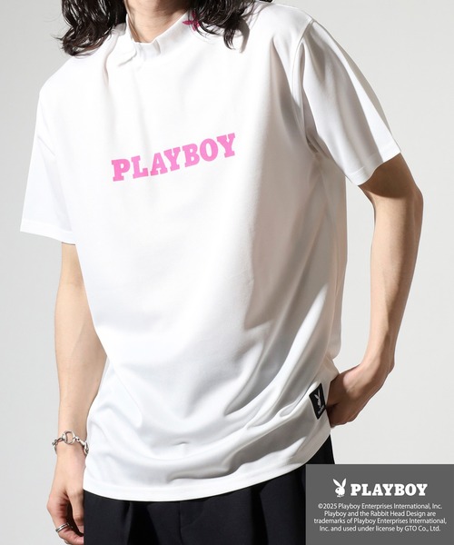PLAYBOY（プレイボーイ） tシャツ プリントハイネック 半袖Tシャツ