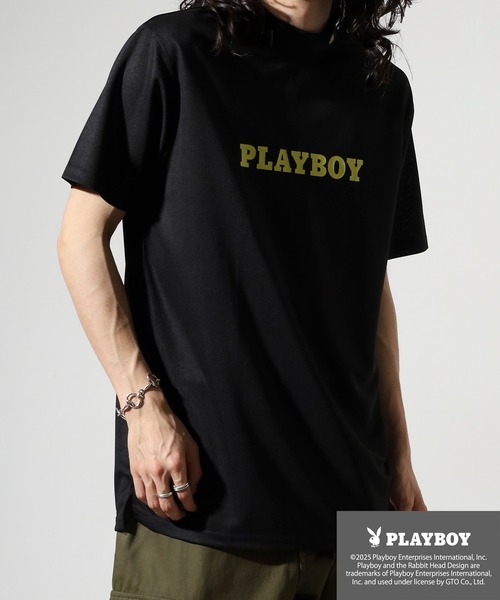 PLAYBOY（プレイボーイ） tシャツ プリントハイネック 半袖Tシャツ