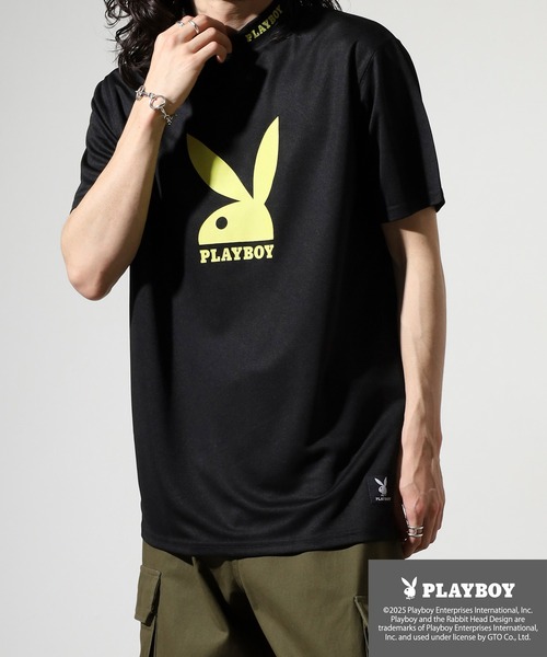 playboy プレイボーイ Tシャツ ラビット ロゴ ブラック sizeM PLAYBOY（プレイボーイ） tシャツ プリントハイネック 半袖Tシャツ
