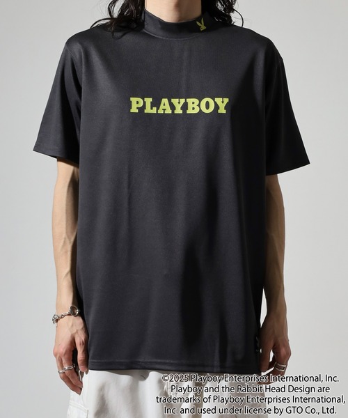 PLAYBOY tシャツ プリントハイネック 半袖Tシャツ unisex メンズ  