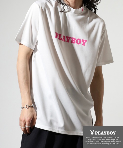 PLAYBOY（プレイボーイ） tシャツ プリントハイネック 半袖Tシャツ