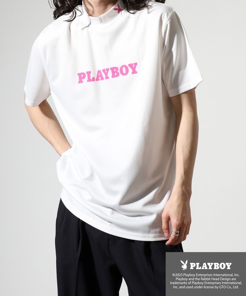 PLAYBOY（プレイボーイ） tシャツ プリントハイネック 半袖Tシャツ