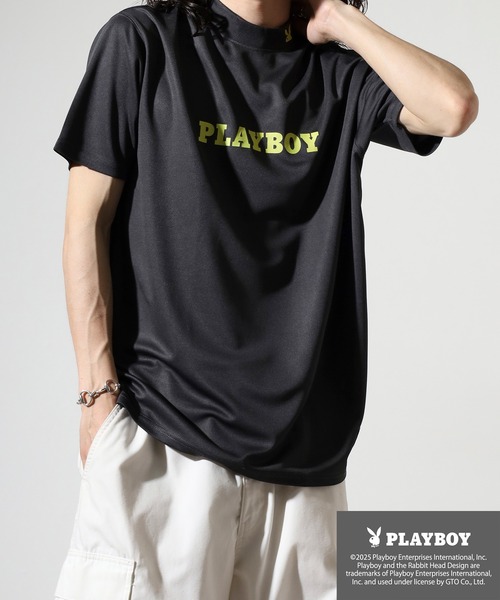 PLAYBOY（プレイボーイ） tシャツ プリントハイネック 半袖Tシャツ