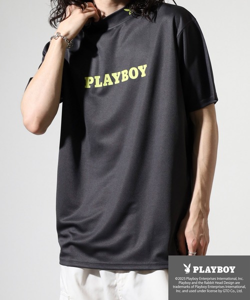 PLAYBOY（プレイボーイ） tシャツ プリントハイネック 半袖Tシャツ
