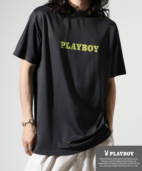 PLAYBOY（プレイボーイ） tシャツ プリントハイネック 半袖Tシャツ