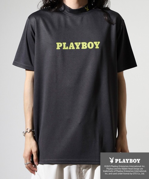 PLAYBOY（プレイボーイ） tシャツ プリントハイネック 半袖Tシャツ