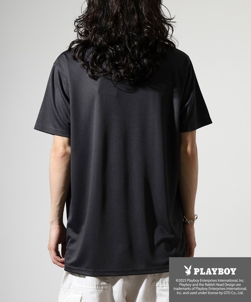 【人気コラボ】HYS×PLAY BOY 半袖プリントTee XL PLAYBOY（プレイボーイ） tシャツ プリントハイネック 半袖Tシャツ