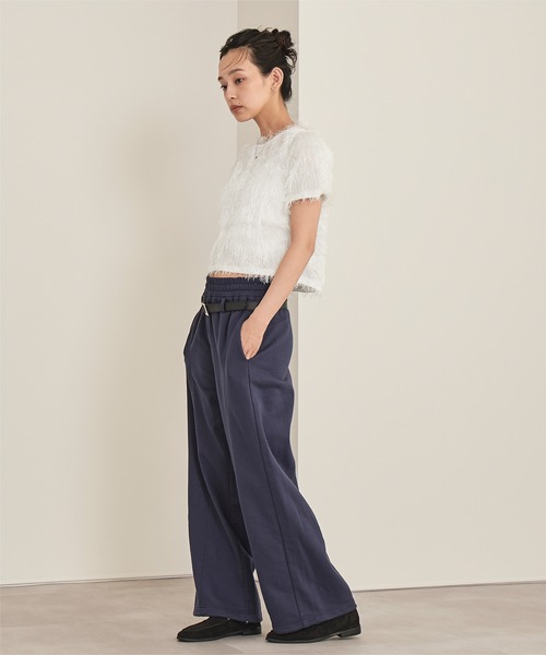 miette（ミエット） tシャツ 半袖 キラキラフリンジ半袖トップス
