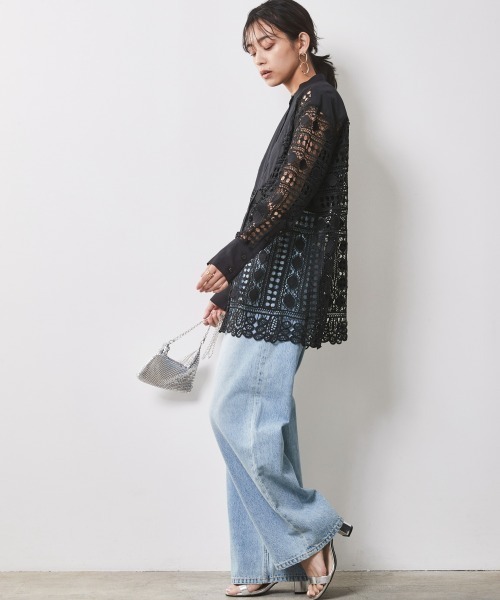 CHIC STYLE ブラウス シャツ 「大きいサイズ」レースシャツ