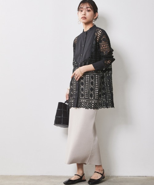 CHIC STYLE ブラウス シャツ 「大きいサイズ」レースシャツチュニック