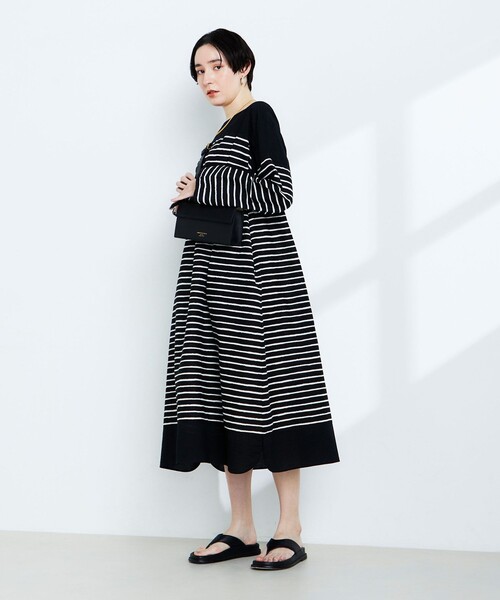 Rie Miller ワンピース 切り替えボーダー2WAYバスクワンピース 