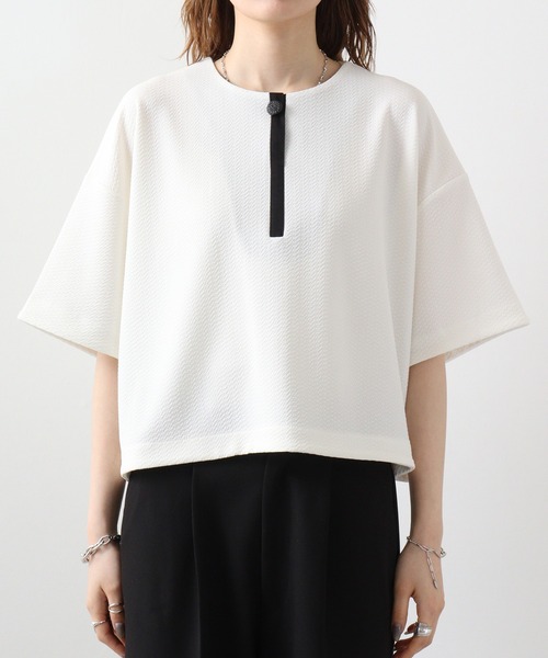 tシャツ A.N.L エンボスカットソー配色PO レディース