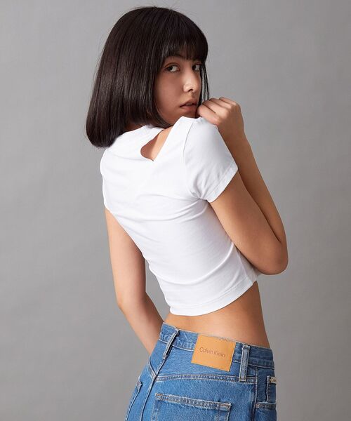 大人気★  CKロゴ ベビーTシャツ クロップドTシャツ 大人気☆Calvin Klein CKロゴ ベビーTシャツ クロップドTシャツ