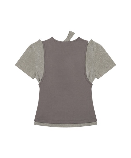 ★LUVISTRUE★RT GLITTER LAYERED TEE(BEIGE)★正規品/直送料込 LUVISTRUE tシャツ RT GLITTER LAYERED TEE レディース