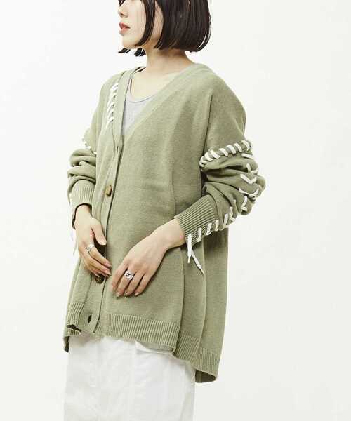 カーディガン BLANKET STITCH KNIT CARDIGAN レディース