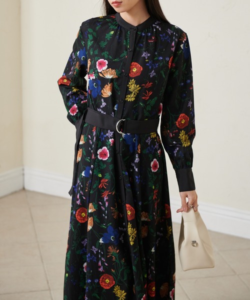 RANAN（ラナン） ワンピース 配色ボタニカルシャツワンピース