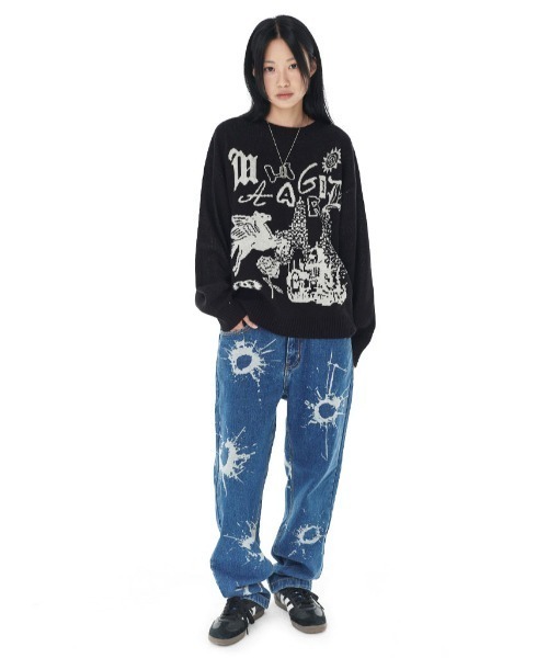 トレーナー スウェット 「mahagrid/マハグリッド」FANTASIA KNIT SWEATER/ファンタジアニットスウェット レディース メンズ mahagrid/マハグリッド』FANTASIA KNIT SWEATER/ファンタジア