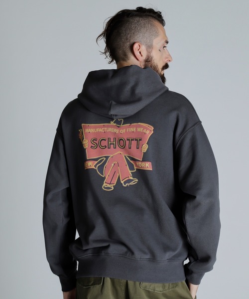 Schott☆ネオンサイン パーカー 要在庫確認 Schott N.Y.C パーカー Schott/ショット/HOODED SWEAT NEON SIGN