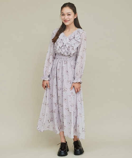 31 Sons de mode ワンピース ボリュームフリルフラワープリント