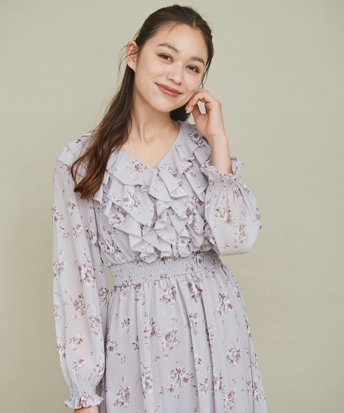 Jacadi フリル付きフラワープリントワンピース 06A Jacadi フリル付きフラワープリントワンピース 06A フリル付き