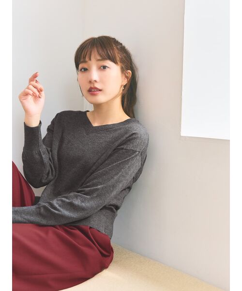 ニット セーター 2wayネックゆるニット「低身長・小柄女性