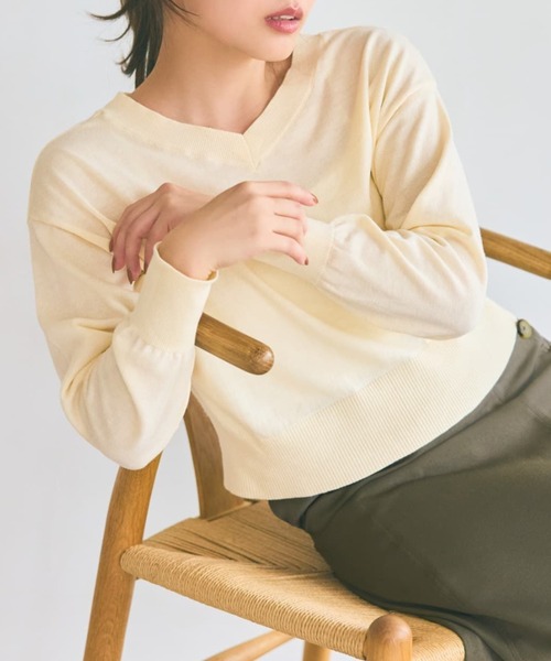 ニット セーター 2wayネックゆるニット「低身長・小柄女性」 レディース