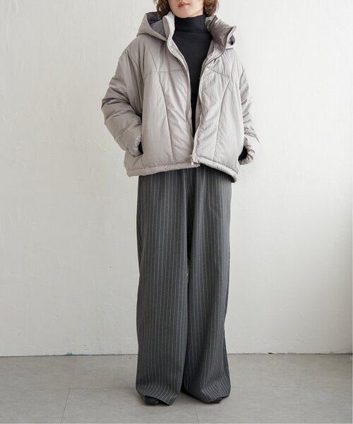 グレー フード付きジャケット notch. ブルゾン アウター シャイニータフタフードジャケット