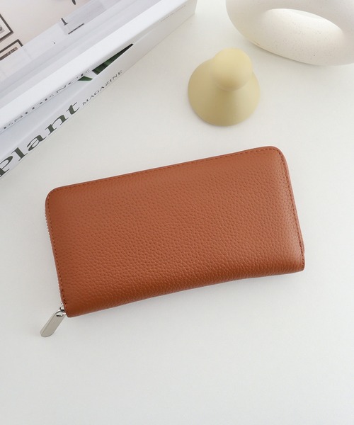 Ree&Mee 財布 牛革 レザー シボ革 ラウンド ロング ウォレット 長財布