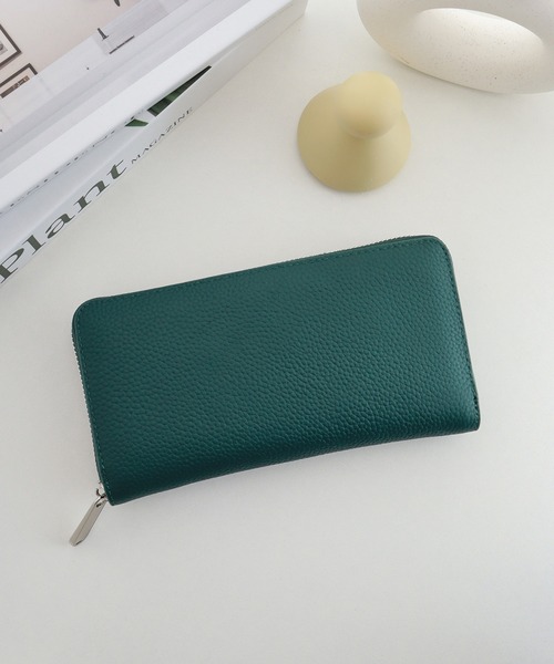 Ree&Mee 財布 牛革 レザー シボ革 ラウンド ロング ウォレット 長財布