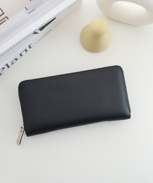 Ree&Mee 財布 牛革 レザー シボ革 ラウンド ロング ウォレット 長財布