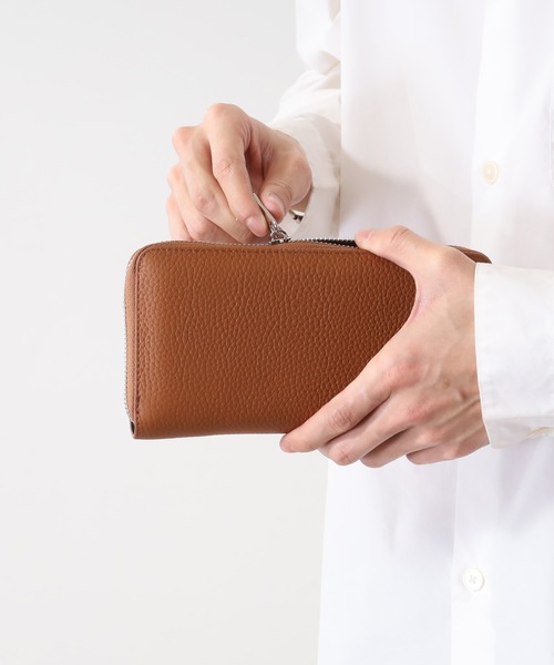 Ree&Mee 財布 牛革 レザー シボ革 ラウンド ロング ウォレット 長財布