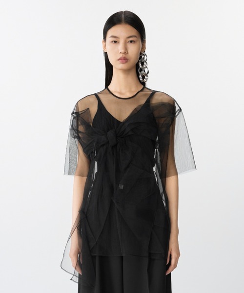 tシャツ Airy Ribbon Mesh Top / リボンメッシュトップス レディース