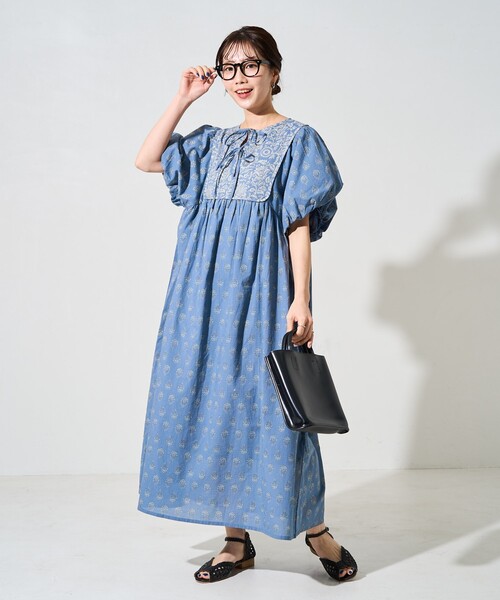 『5年保証』 FREAK'S STORE ワンピース 限定展開 インド 花柄 フロント ワンピース