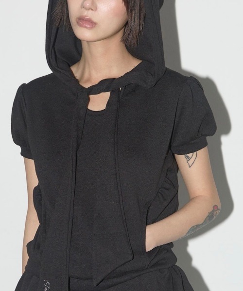 fancy club Puff Round Scarf Hoodie ブラック FANCY CLUB パーカー 「FANCY CLUB」PUFF ROUND SCARF HOODIE