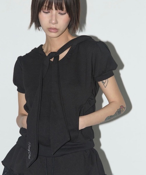★NASTY FANCY CLUB★ Puff Round Scarf Hoodie 半袖Tシャツ FANCY CLUB パーカー 「FANCY CLUB」PUFF ROUND SCARF HOODIE