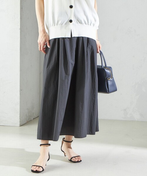 SHIPS（シップス） スカート 「手洗い可能」ライト タフタ タック