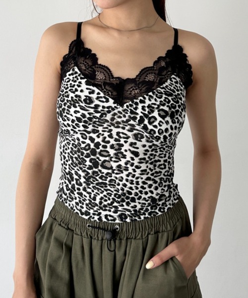 D&G ヒョウ柄 キャミソールカップ付き Bamm カップ付き キャミソール カップ付きレオパードレース