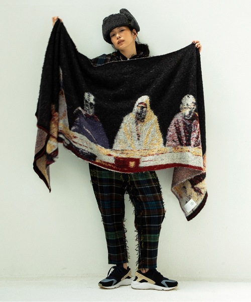 【新品タグ付き】STOFストフ ストール（Flagments JQstole) STOF（ストフ） ストール マフラー STAR MOHAIR KNIT BLANKET メンズ