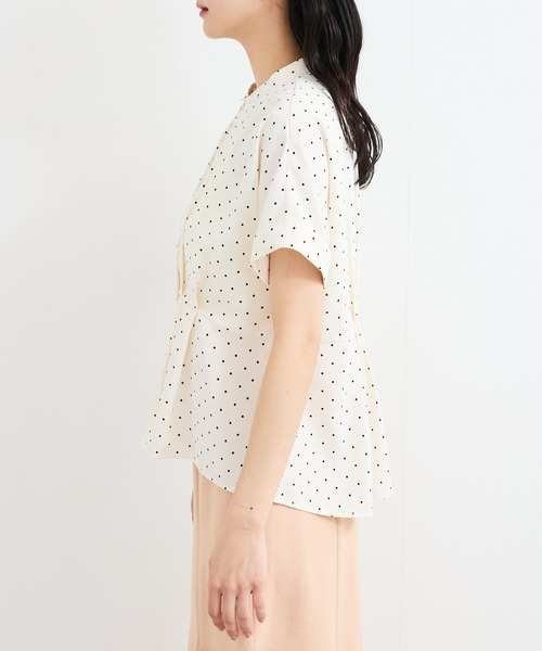 ブラウス シャツ 「接触冷感」「L〜5L 大きいサイズ」ピンヘッドフロントタックブラウス 半袖 春夏 レディース VIS ブラウス シャツ 「接触冷感」ウエストタックブラウス