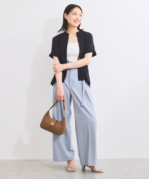 VIS ブラウス シャツ 「接触冷感」ウエストタックブラウス